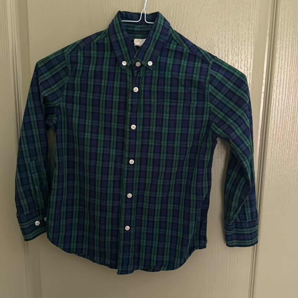 J. Crew Crewcuts Plaid Button Down Shirt - navy blue, green, classic crewcuts